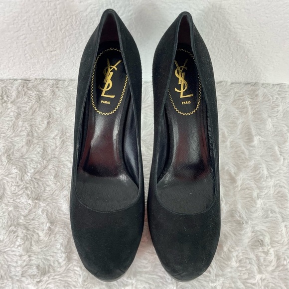 {YSL} Tribtoo 80 Black Suede Platform Pumps, Size 41/11 - Picture 2 of 9